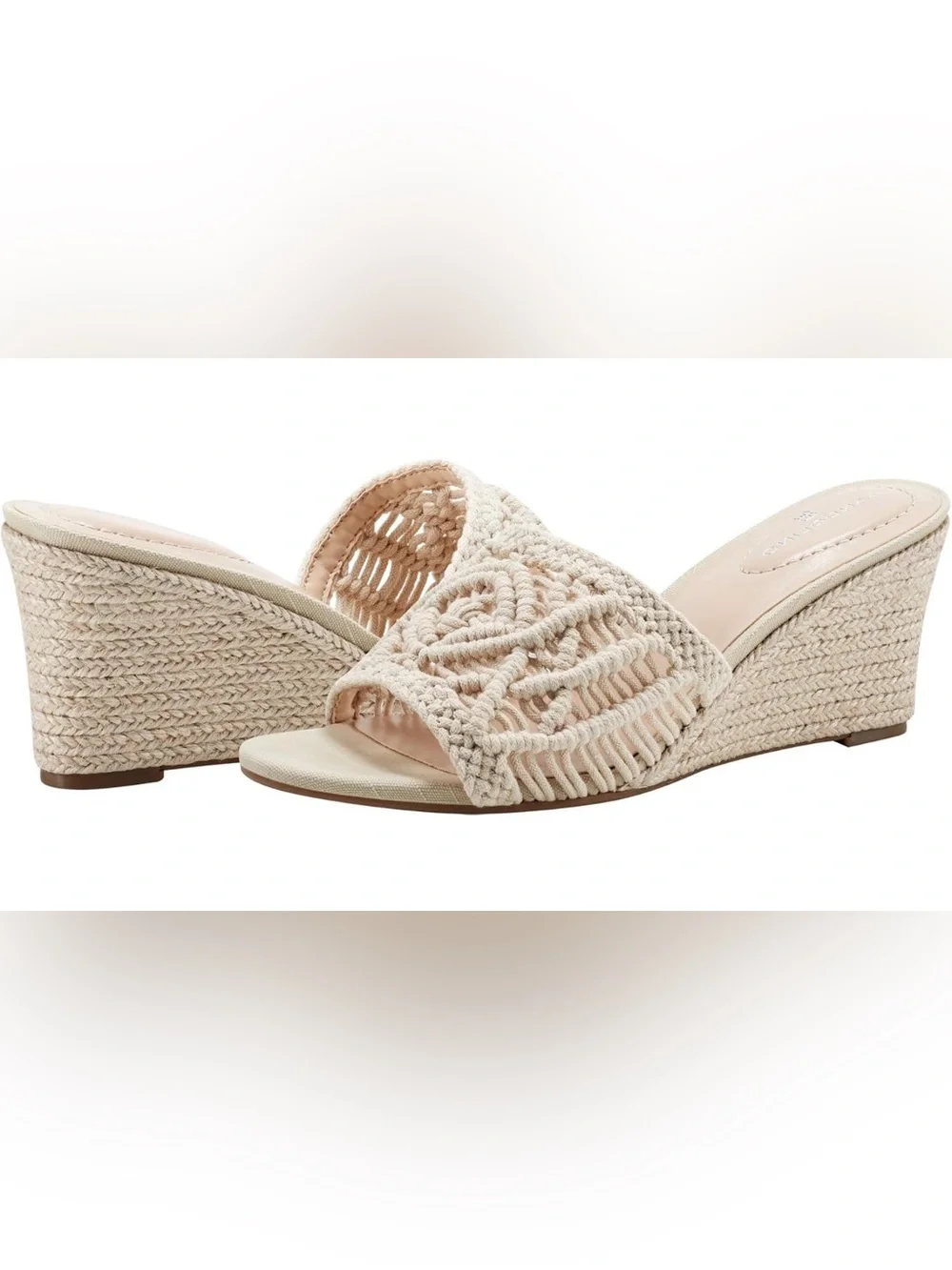 NIB Bandolino Andrrea7 Macrame Espadrille Wedge Sandals Light Natural Size 11M